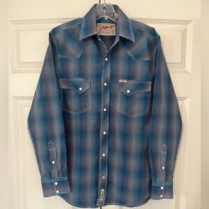 Vintage Rafter C Cowboy Collection Blue & White Western Shirt, Size Small